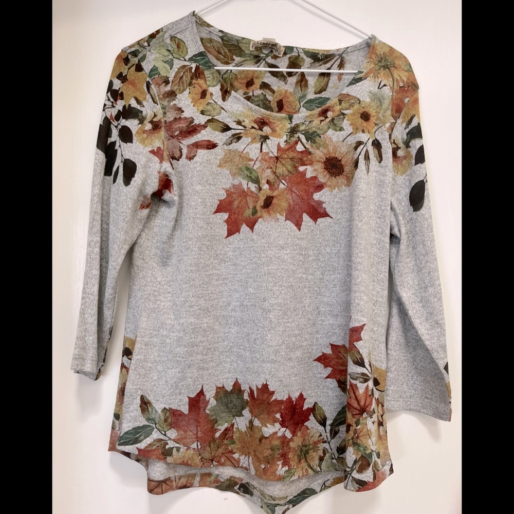 Energe World Wear woman's gray long sleeve top Size S